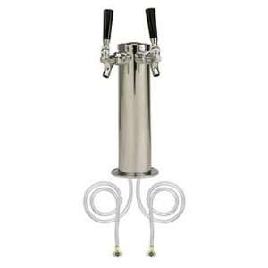 Chrome ABS Plastic Dual Faucet Draft Beer Tower   3 Column  