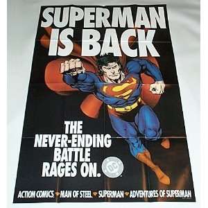   43 by 28 Superman Is Back from the Dead 1993 DC Comics Promo Poster