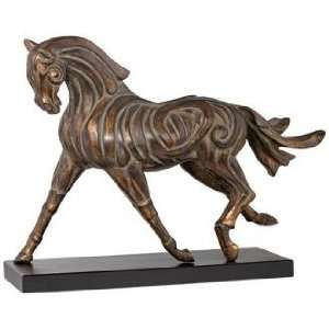  Carved Look Patinaed Wash Bronze Horse Sculpture