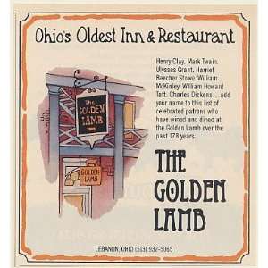  1981 The Golden Lamb Inn Restaurant Lebanon Ohio Print Ad 