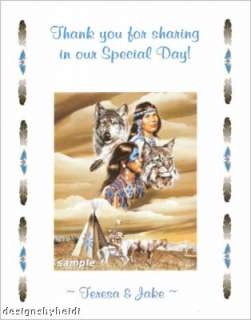 Native American Wedding   Bridal Shower Thank You Cards  