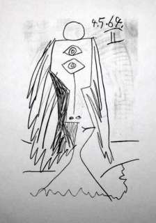 Abstract Picasso RARE Limited Edition Dated Drawing ART  