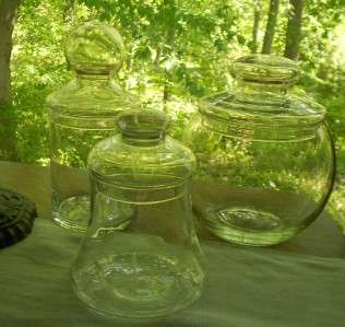   Lot 3 Clear Glass Apothecary Candy Wedding Storage Buffet Jars  