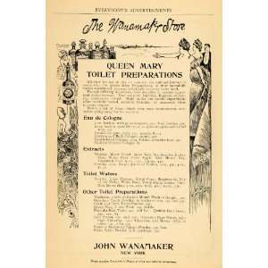 1902 Ad John Wanamaker Queen Mary Toiletries Colognes   Original Print 