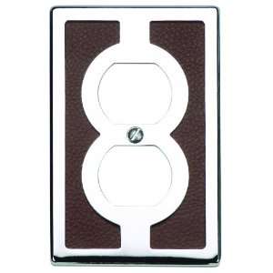   Inch Outlet Plate, Polished Chrome/Brown Leather