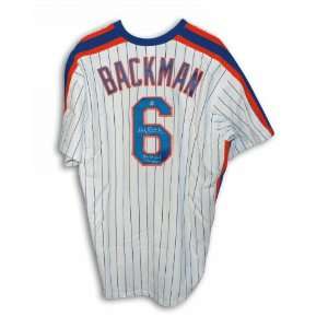 Wally Backman New York Mets White Pinstripe Majestic Jersey Inscribed 