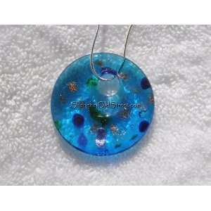 Blue Venetian Murano Glass Necklace with 18 inches .925 