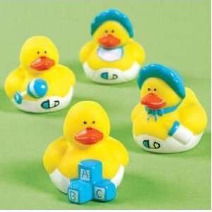  Two Dozen (24) Blue BOY Mini Rubber Ducky Duck Baby Shower 
