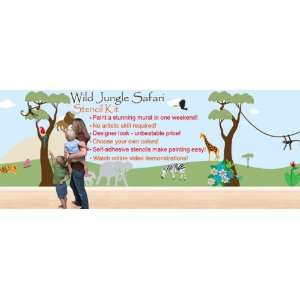    Jungle Safari Theme Wall Mural Stencil Kit