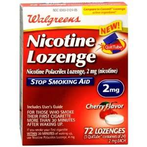  Walgreen Nicotine Lozenge, 2mg Cherry Flavor, Pack of 72 