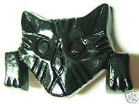 VINTAGE PLASTIC Black CELLULOSE ACETATE CARVED PLASTIC KITTY CAT 