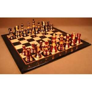   WW Chess Inlaid Russian Chess Set on Black Glossy Board Toys & Games