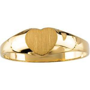 14k Yellow Gold Childrens Heart Signet Ring 5.5x6mm   Size 