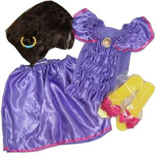 Dora The Explorer Girls Halloween Costume Set Wig, Shoes, Outfit 