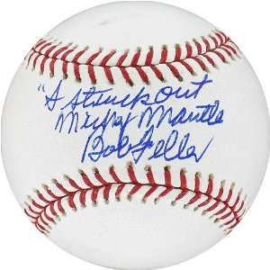  Bob Feller Autographed Baseball with I Struck Out Mickey 