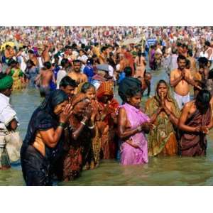  Pilgrims Making Pura or Blessing at Sangam, Sacred Meeting 