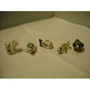  Set of 5 Mexican Small Animals Pottery Statues New 