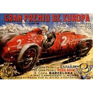 1953 GRAN PREMIO DE EUROPE CAR RACE GRAND PRIX BARCELONA SPAIN VINTAGE 
