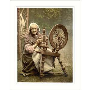  Irish Spinner and Spinning Wheel. Co. Galway Ireland, c 