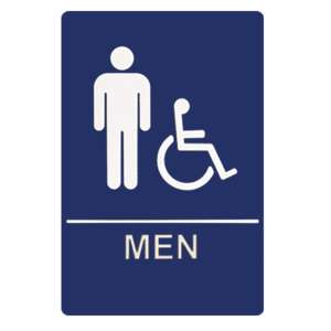 Restroom Sign   Men Handicap Access 6 X 9 ADA Braille  