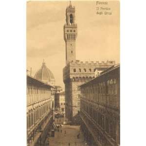 1920s Vintage Postcard The Portico of the Uffizi   Florence Italy