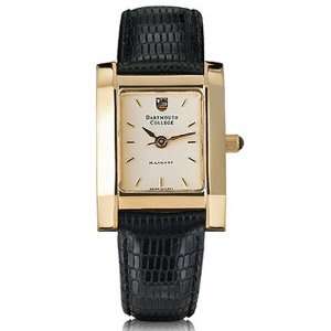 Dartmouth College Womens Swiss Watch   Gold Quad Watch with Leather 