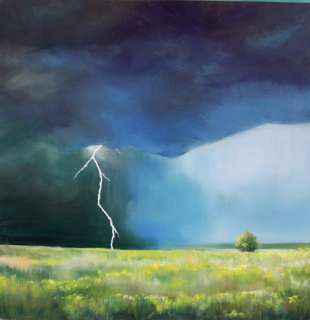 Original Oil Daily Paintings Storm Farm Landscape 18x18  