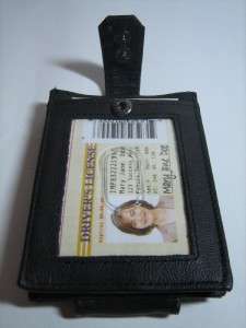 Black Leather Magnetic Money Clip Wallet ID Card Holder  