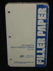 NEW HTF 7 1/4 X 4 1/4 Filler Paper 3 Hole 100 Sheets  