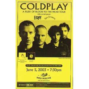  Coldplay Eisley Red Rocks Original Concert Poster 2003 
