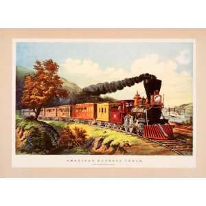 1942 Print Currier Ives American Express Train Railroad Track 