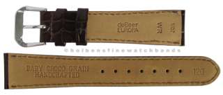 18mm Crocodile Grain Brown Leather deBeer Mens Watch Band Strap  
