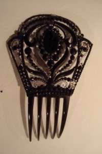 vintage antique lot of 4 HAIR COMB jet BEAD ornate CARVED FLORAL as is 
