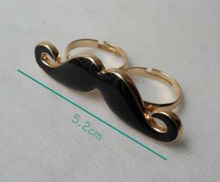   Moustache Two Double Finger RING Adjustable Gold / Silver  