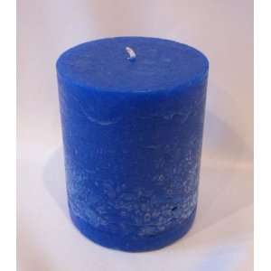  Hand Poured Round Rustic 3.5x3 Wax Candle, Blue 
