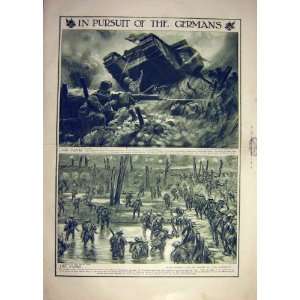    German Ww1 War Yanks American Troops Old Print 1918