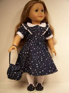 NAVY BLUE Dress w/PURSE Doll Clothes For AMERICAN GIRL♥  