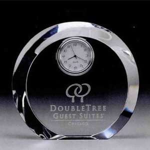  Round optical crystal clock with flat bottom, second hand 