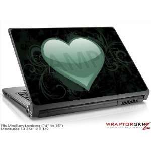  Medium Laptop Skin   Glass Heart Grunge Seafoam Green by 