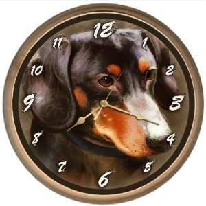  Dachshund Dog Clock 8 Round Basswood with Natural Finish 