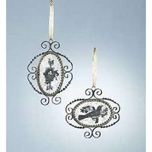    Wendy Addison Set of 2 Mirrored Ornaments Nest Bird