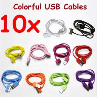 10pcs/LOT Colorful USB Data Sync Cable Charger for iPod iPhone 3GS 4 