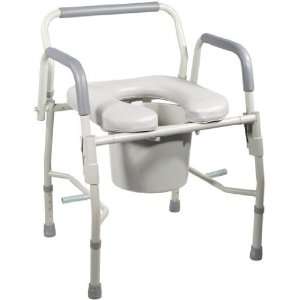  Steel Drop Arm Bedside Commode Padded Seat & Arms Health 