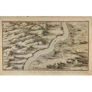  1757 Engraving Map Nile River Egypt Dandera F. Norden 