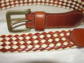 AUTH VINTAGE POLO RALPH LAUREN BELT WOVEN LEATHER & ROPE 32 SMALL 