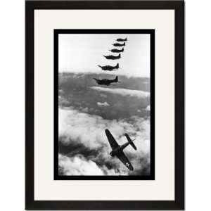 Black Framed/Matted Print 17x23, Douglas Dauntless Dive Bombers 