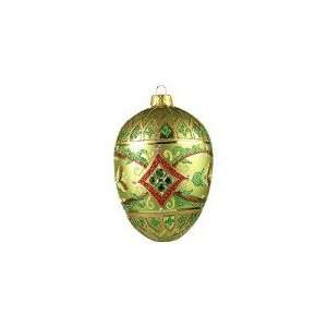  Faberge Style Imperial Crown Egg   Green