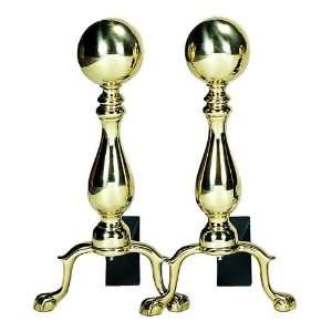  Uniflame Andirons UN A 9122 Ball Andirons Polished Brass 