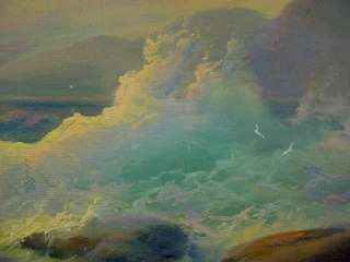 Huge SEASCAPE SHIPWRECK Stormy Seas DAGOSTINO Painting  