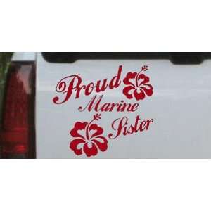 Red 22in X 24.2in    Proud Marine Sister Hibiscus Flowers Military Car 